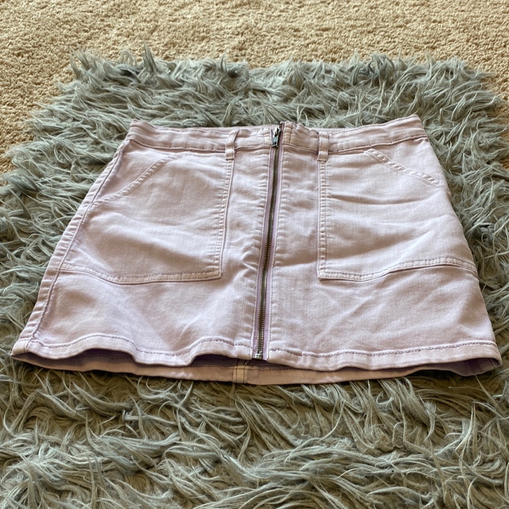 Jean zip up skirt